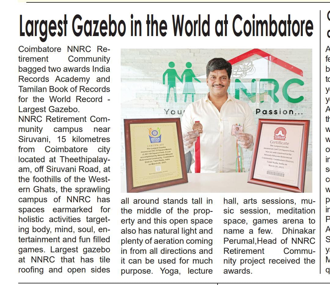 Kovai Herald article about NNRC Gazebo