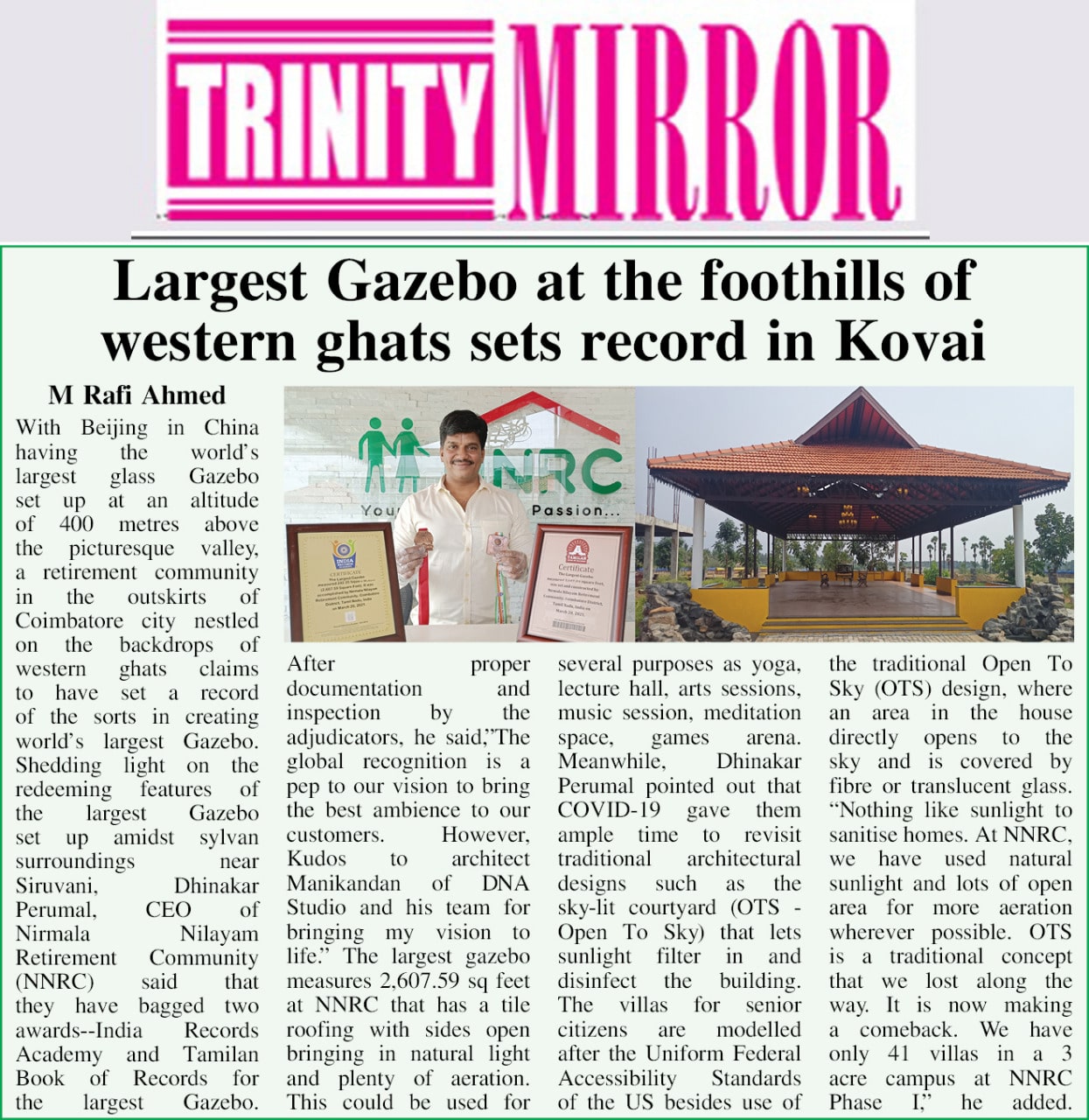 Trinity Mirror article about NNRC Gazebo